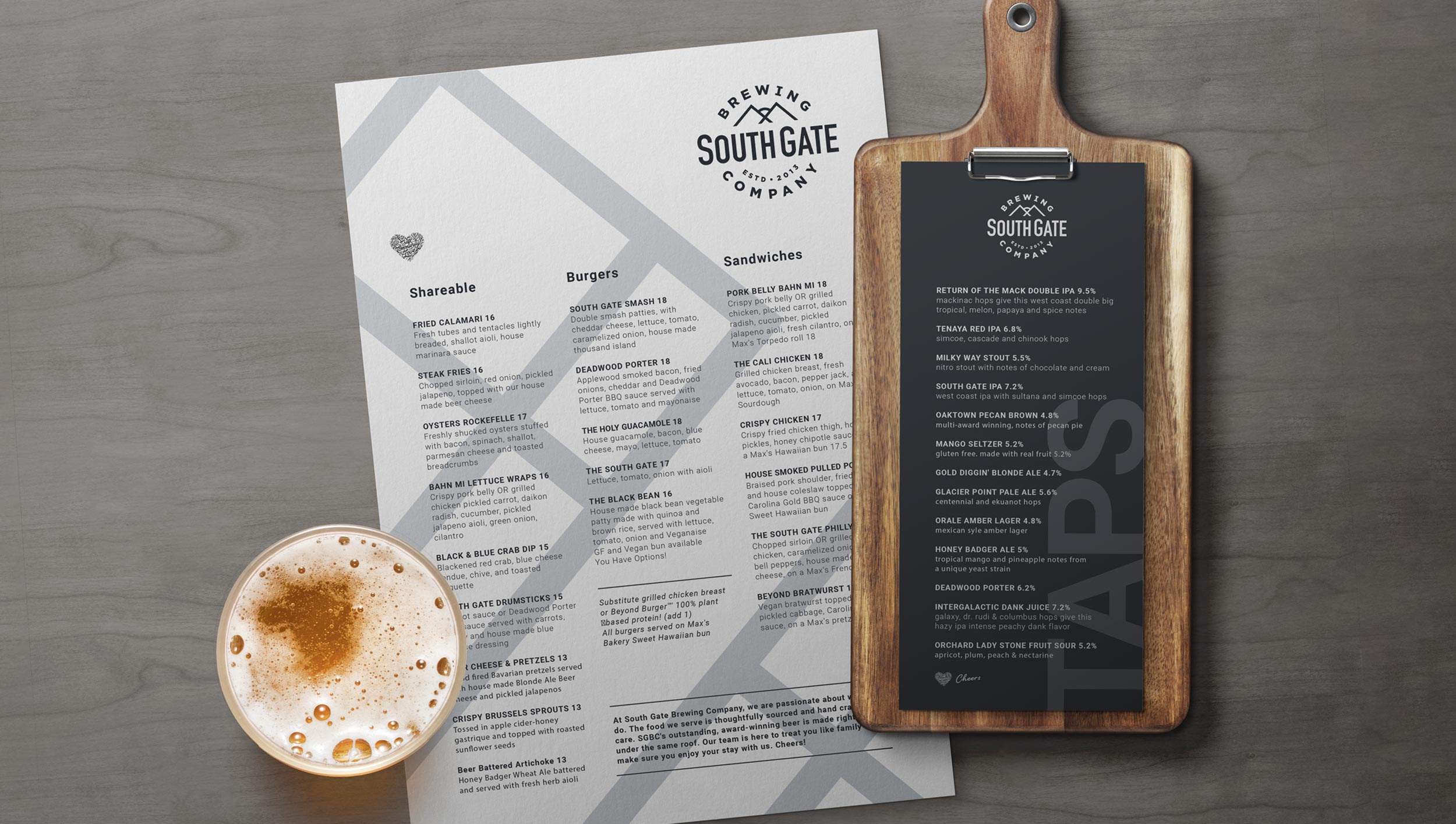 Graphic design menu design by Creative Fang Studio in Fresno California