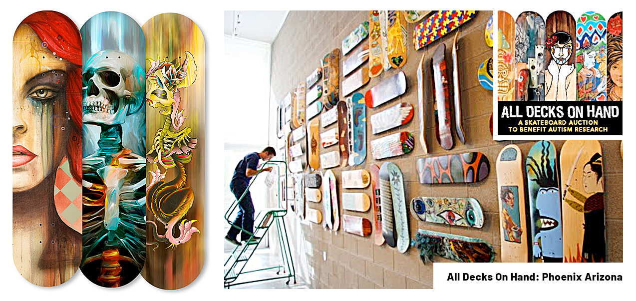 All decks on hand skateboard art by Creative Fang Studio in Fresno California